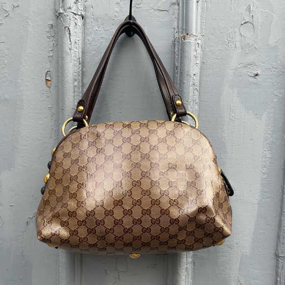 Gucci Beige/Brown GG Crystal Canvas Babouska Crest Dome Bag - Picture 2 of 15